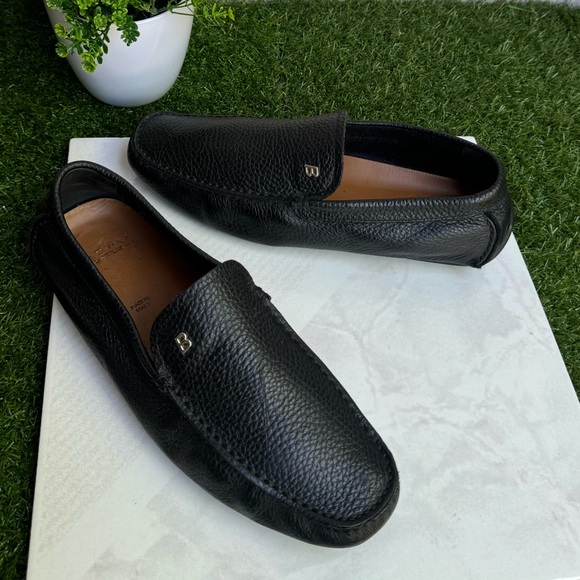BALLY Black Leather loafer men size 7.5 - Picture 4 of 12